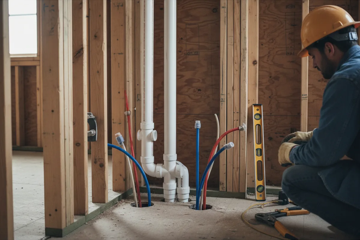Drain and supply rough-in during Leak Detection in Henderson